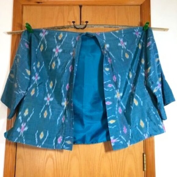 NWOT Paothong's Private Collection Blue Thai Silk Kimono Style Jacket 3X - Picture 1 of 6